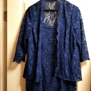 Alex Evenings Navy Blue 2 Piece Dress